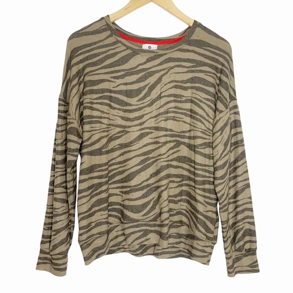🎄3/$15 Sundry Brown Tiger Stripe Crew Neck Sweater M